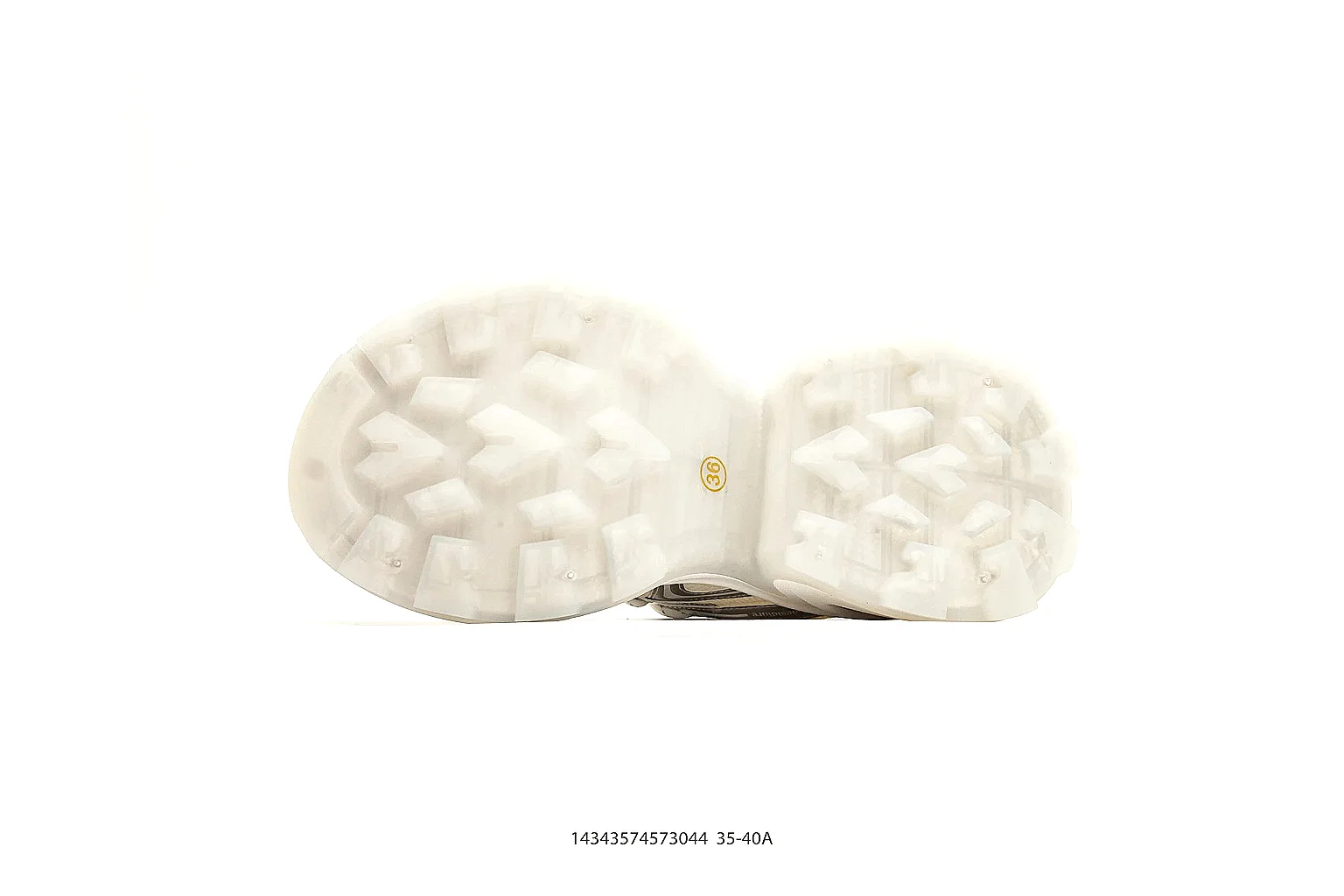 Chunky Runner White Cream Sneaker QC reference photo showing white cream synthetic-mesh upper, chunky runner shape, layered panels, and thick cushioned sole thumbnail 3