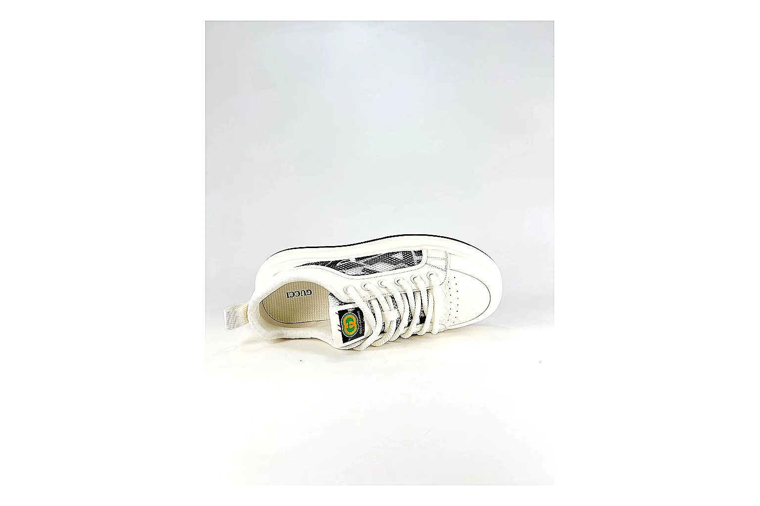 Low Runner White Black Sneaker QC reference photo showing white black synthetic low-top upper, minimal runner shape, clean panels, and casual sole thumbnail 4