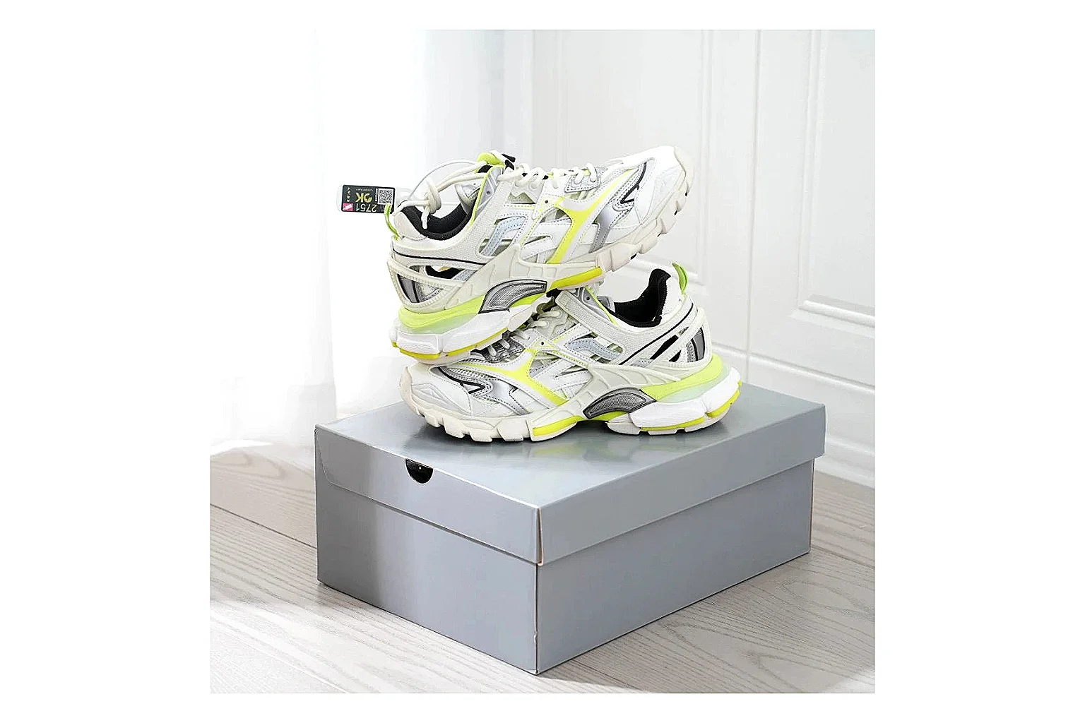 Neon Runner White Yellow Sneaker QC reference photo showing white mesh runner upper, neon yellow accents, modern runner silhouette, and lightweight sole thumbnail 5