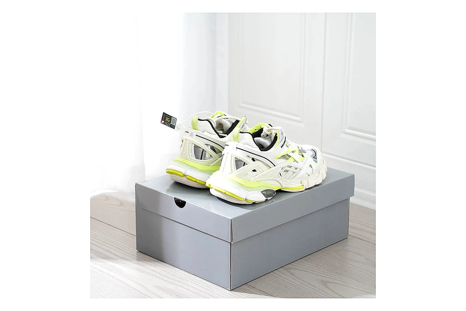 Neon Runner White Yellow Sneaker QC reference photo showing white mesh runner upper, neon yellow accents, modern runner silhouette, and lightweight sole thumbnail 6