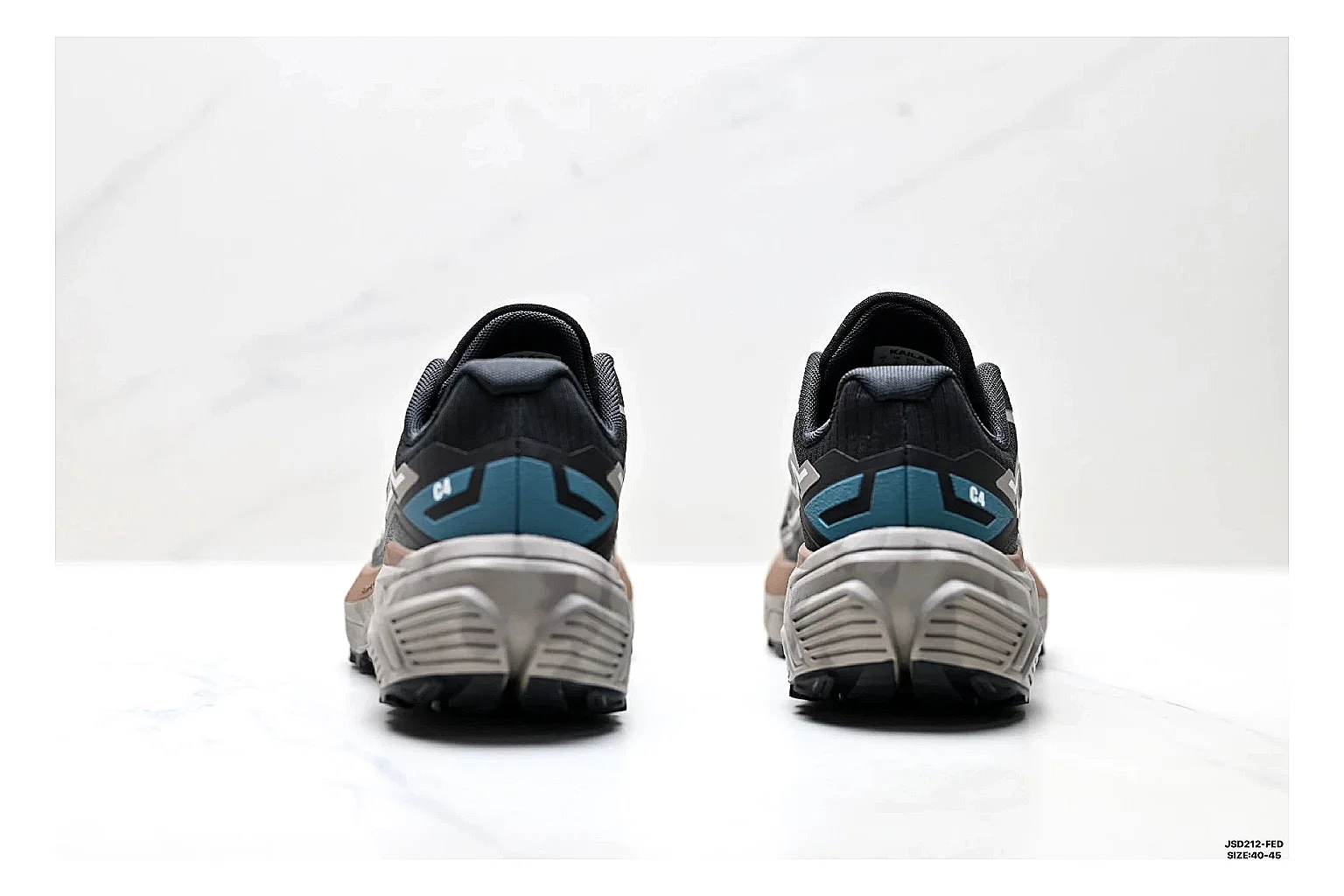 Trail Runner Black Teal Sneaker QC reference photo showing black mesh runner upper, teal accent details, rugged trail profile, and traction sole