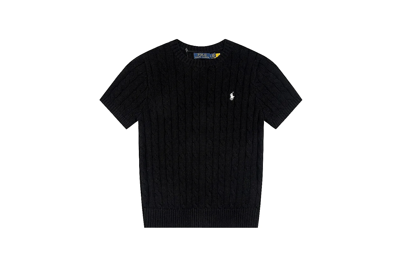 kakoqclab.com Polo Ralph Lauren Black Cable Knit Polo 0679 Black short-sleeve-knit product image