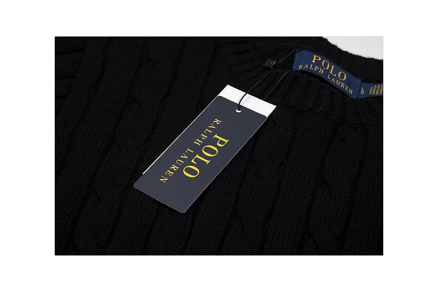 kakoqclab.com Polo Ralph Lauren Black Cable Knit Polo 0679 Black short-sleeve-knit product image thumbnail 4