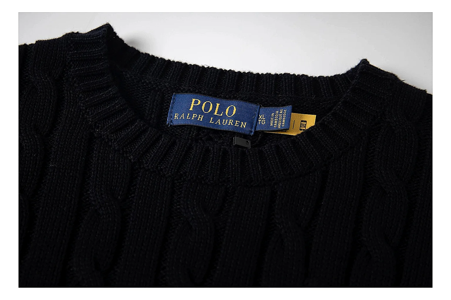 kakoqclab.com Polo Ralph Lauren Black Rib Cable Knit Polo 0872 Black short-sleeve-knit product image thumbnail 2