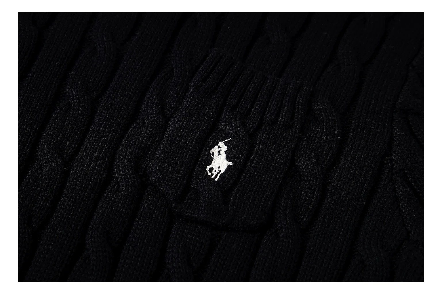 kakoqclab.com Polo Ralph Lauren Black Rib Cable Knit Polo 0872 Black short-sleeve-knit product image thumbnail 3