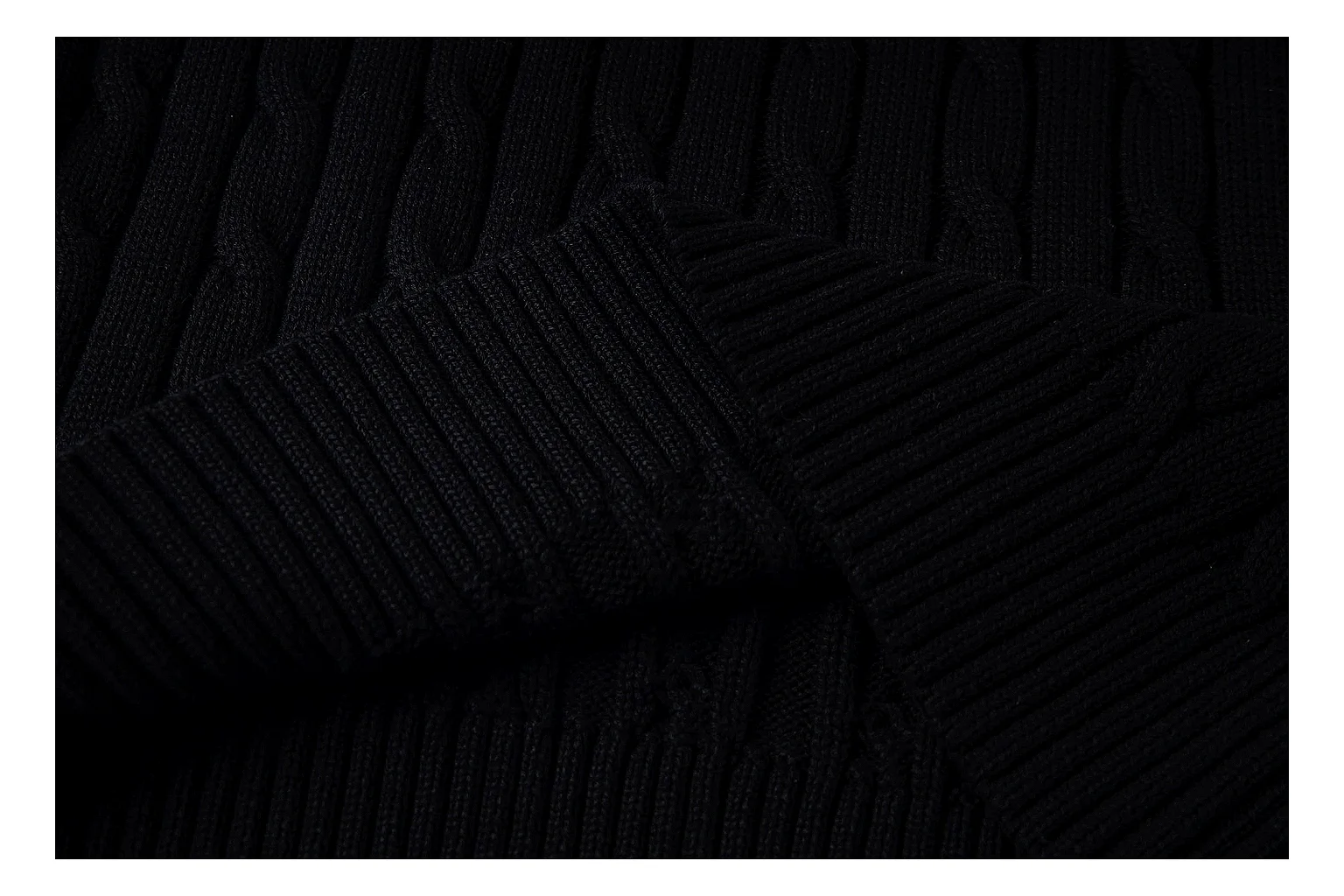 kakoqclab.com Polo Ralph Lauren Black Rib Cable Knit Polo 0872 Black short-sleeve-knit product image thumbnail 4