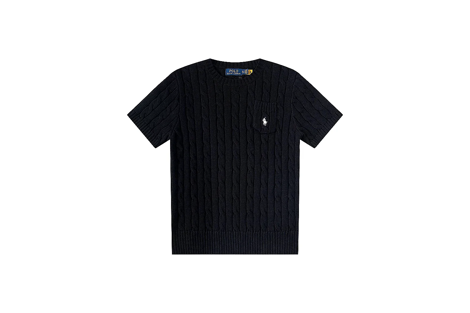 kakoqclab.com Polo Ralph Lauren Black Rib Cable Knit Polo 0872 Black short-sleeve-knit product image thumbnail 5