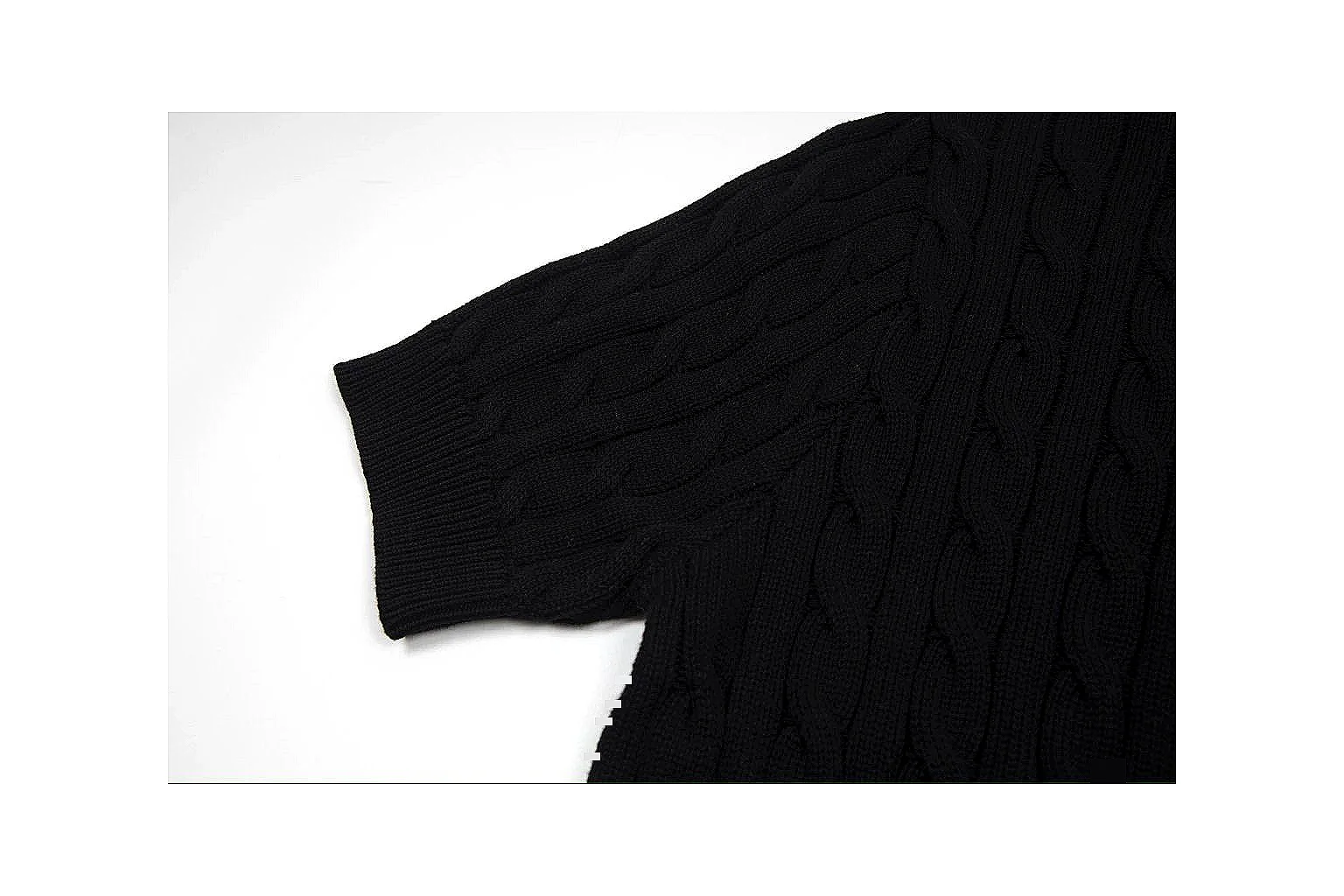 kakoqclab.com Polo Ralph Lauren Black Cable Knit Cardigan 0951 Black short-sleeve-knit product image