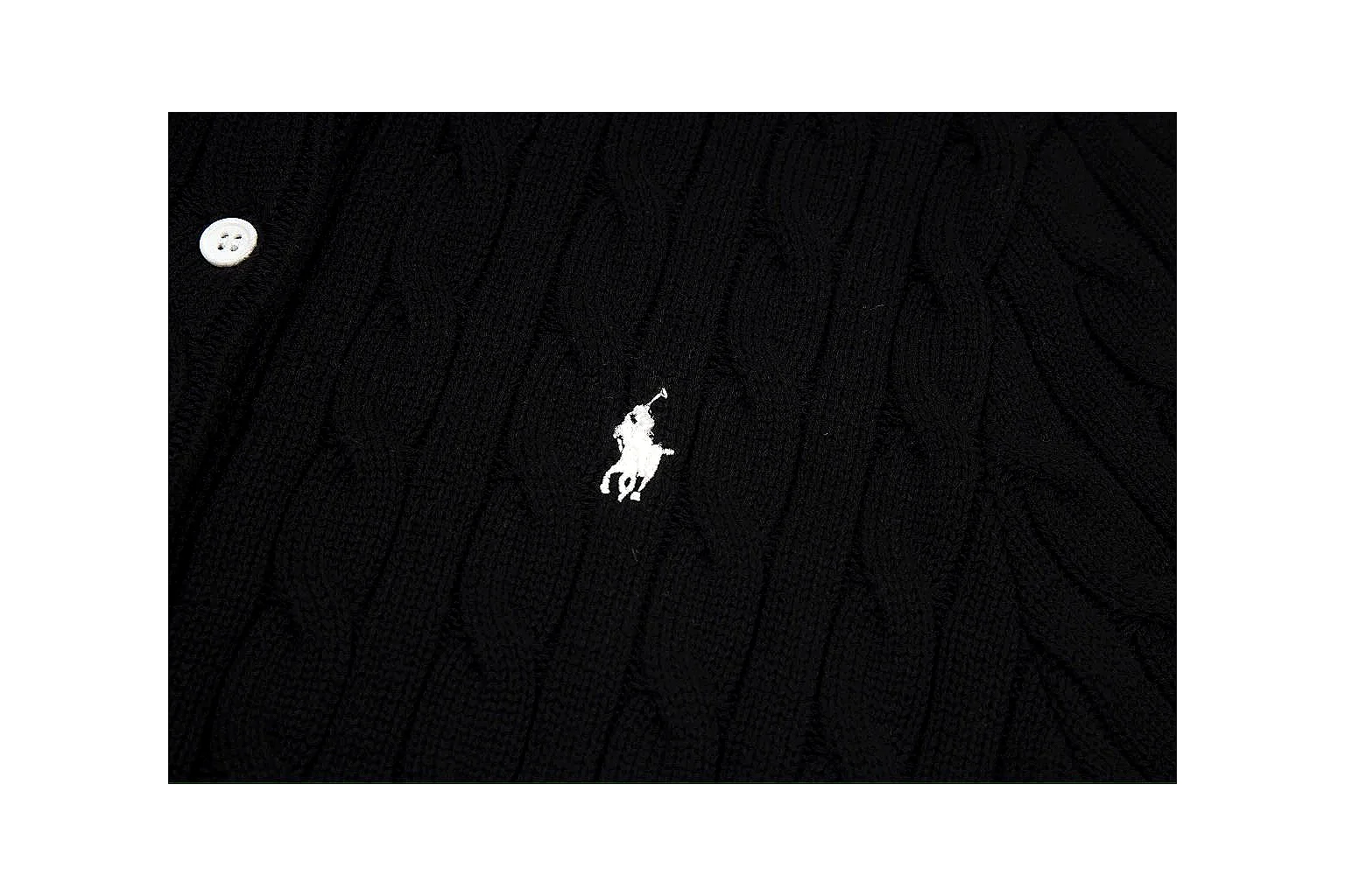 kakoqclab.com Polo Ralph Lauren Black Cable Knit Cardigan 0951 Black short-sleeve-knit product image thumbnail 2