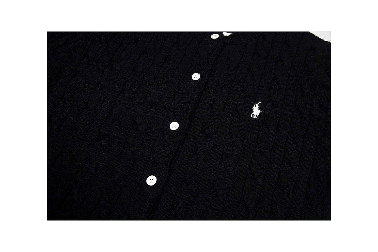 kakoqclab.com Polo Ralph Lauren Black Cable Knit Cardigan 0951 Black short-sleeve-knit product image thumbnail 3