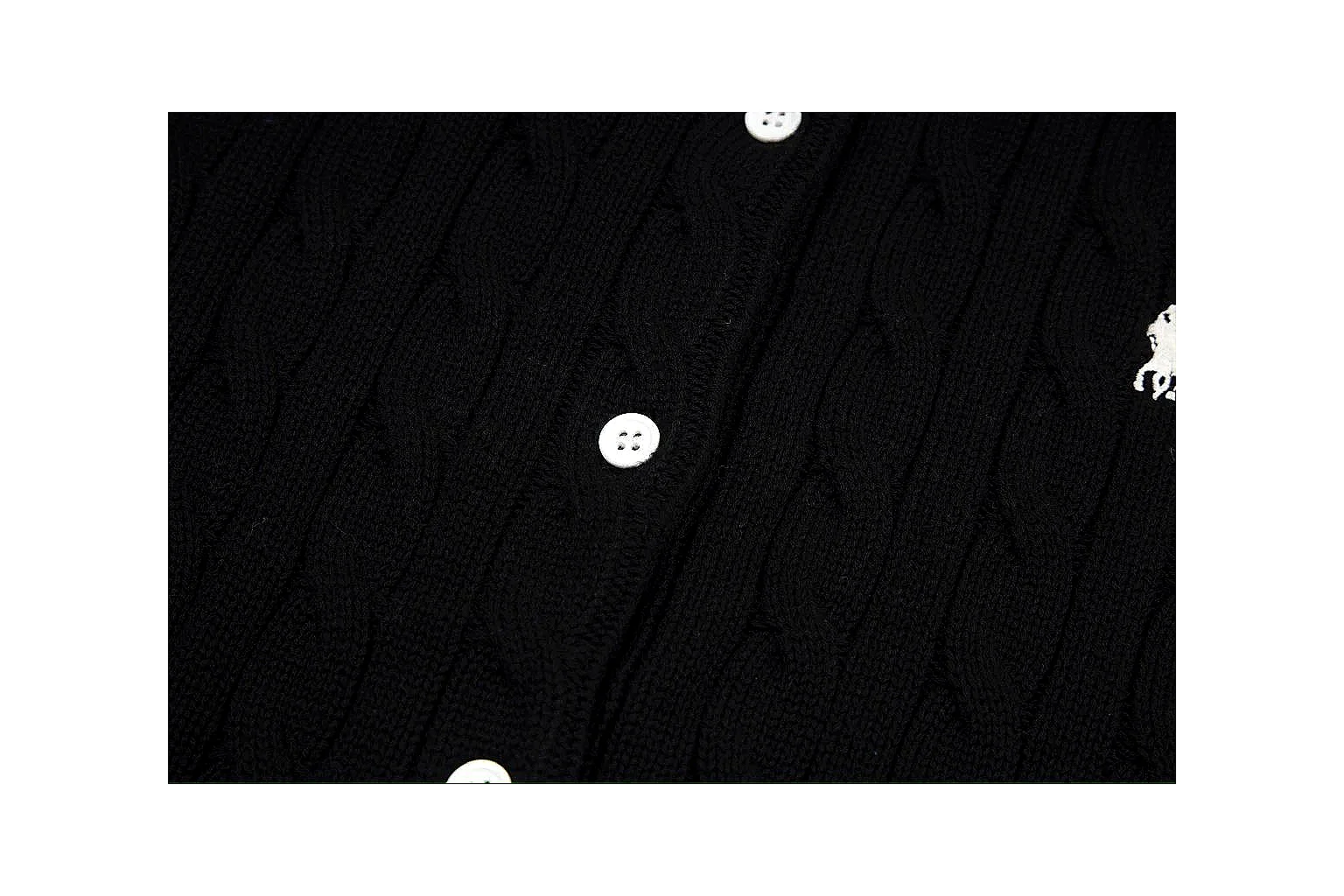 kakoqclab.com Polo Ralph Lauren Black Cable Knit Cardigan 0951 Black short-sleeve-knit product image thumbnail 4