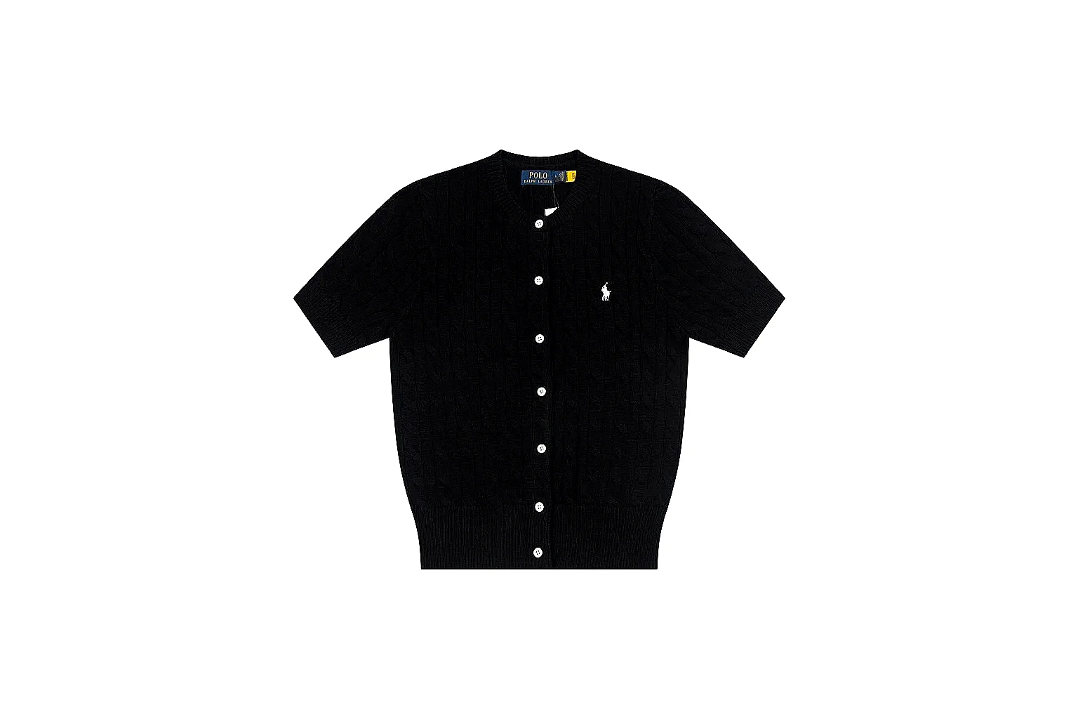 kakoqclab.com Polo Ralph Lauren Black Cable Knit Cardigan 0951 Black short-sleeve-knit product image thumbnail 5