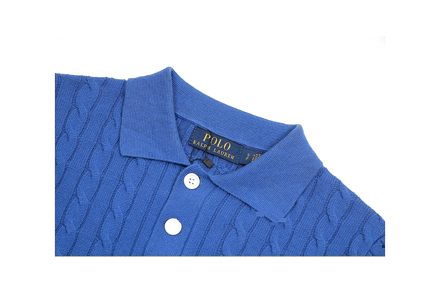 kakoqclab.com Polo Ralph Lauren Blue Cable Knit Polo 0981 Blue short-sleeve-knit product image