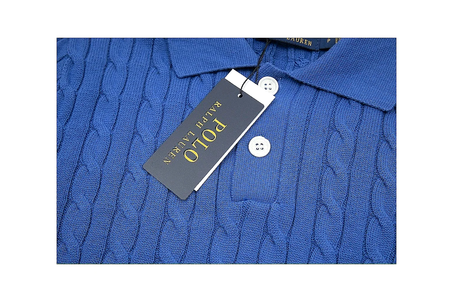 kakoqclab.com Polo Ralph Lauren Blue Cable Knit Polo 0981 Blue short-sleeve-knit product image thumbnail 3