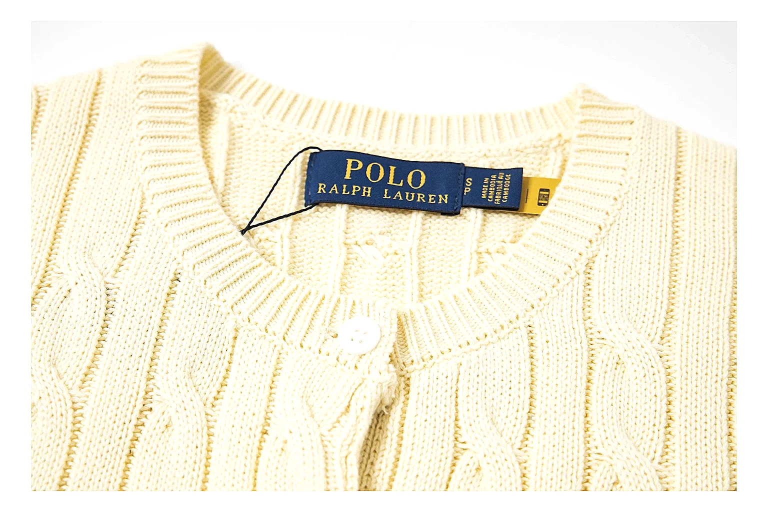 kakoqclab.com Polo Ralph Lauren Cream Cable Knit Cardigan 0975 Cream Yellow short-sleeve-knit product image thumbnail 4