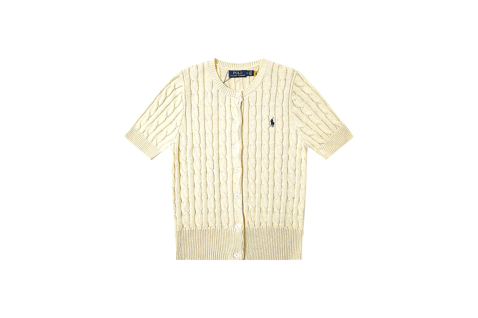 kakoqclab.com Polo Ralph Lauren Cream Cable Knit Cardigan 0975 Cream Yellow short-sleeve-knit product image thumbnail 5