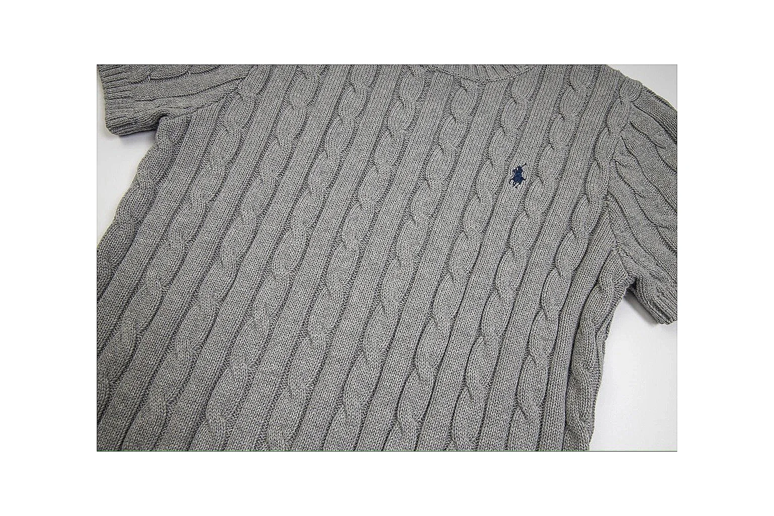 kakoqclab.com Polo Ralph Lauren Grey Cable Knit Polo 0623 Grey short-sleeve-knit product image thumbnail 3