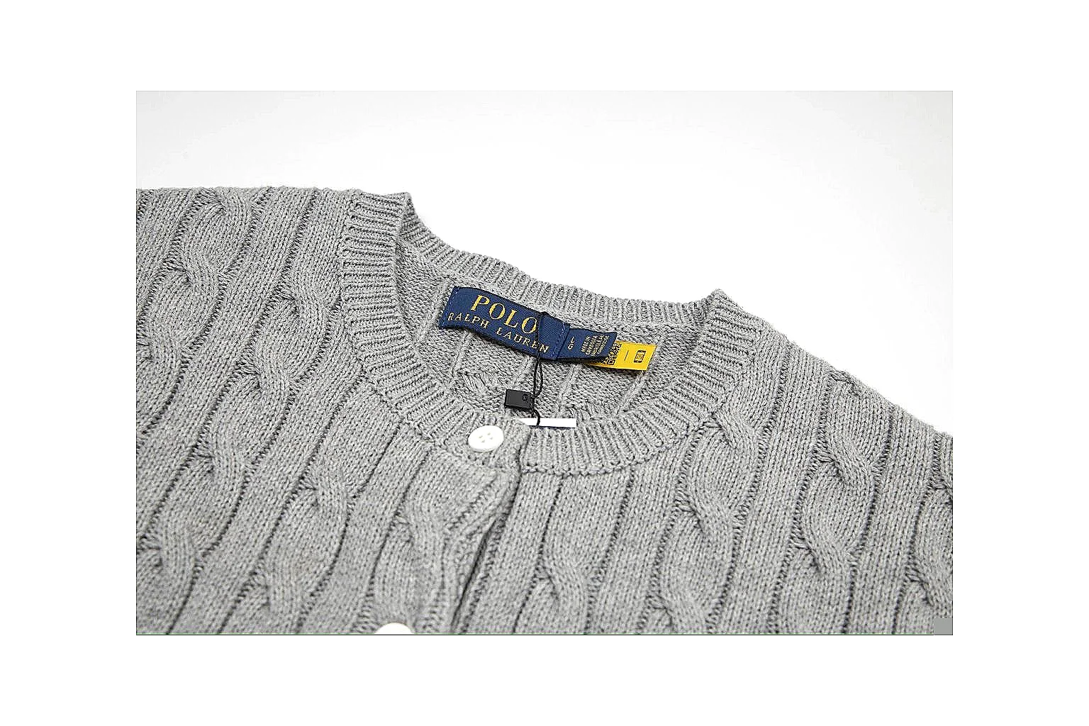 kakoqclab.com Polo Ralph Lauren Grey Cable Knit Cardigan 0931 Grey short-sleeve-knit product image
