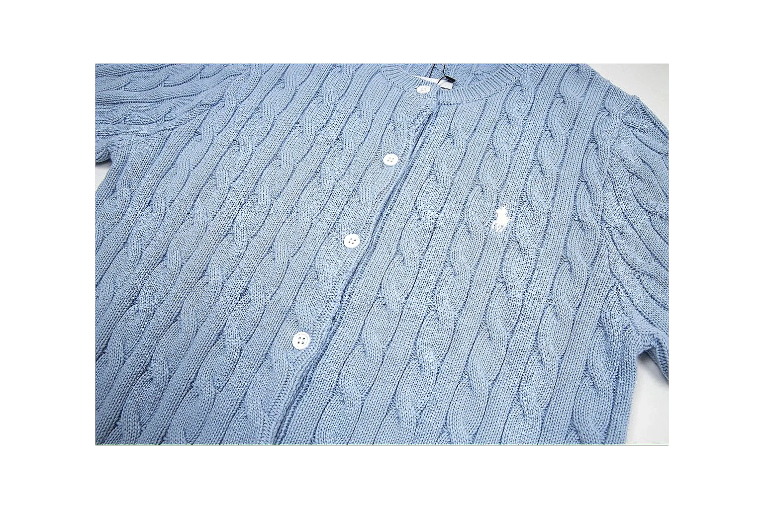 kakoqclab.com Polo Ralph Lauren Light Blue Cable Knit Polo 0945 Light Blue short-sleeve-knit product image thumbnail 4