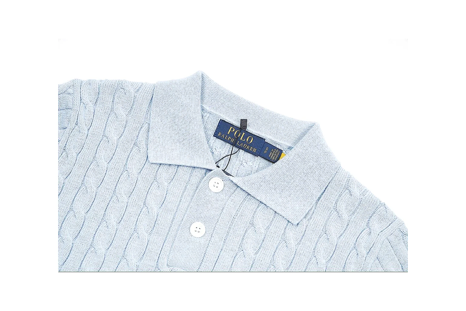 kakoqclab.com Polo Ralph Lauren Pale Blue Cable Knit Polo 0992 Pale Blue short-sleeve-knit product image thumbnail 4