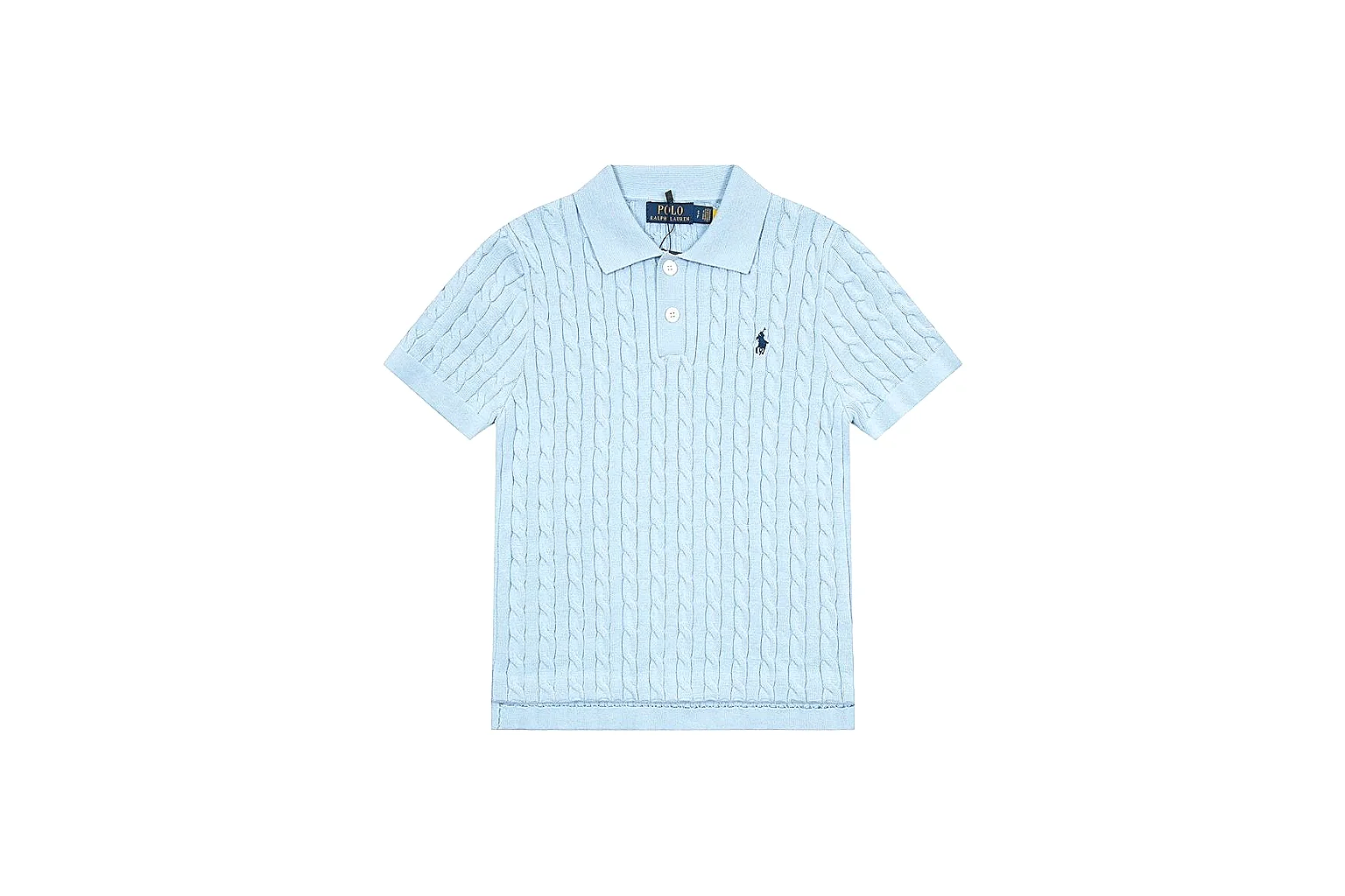kakoqclab.com Polo Ralph Lauren Pale Blue Cable Knit Polo 0992 Pale Blue short-sleeve-knit product image thumbnail 5
