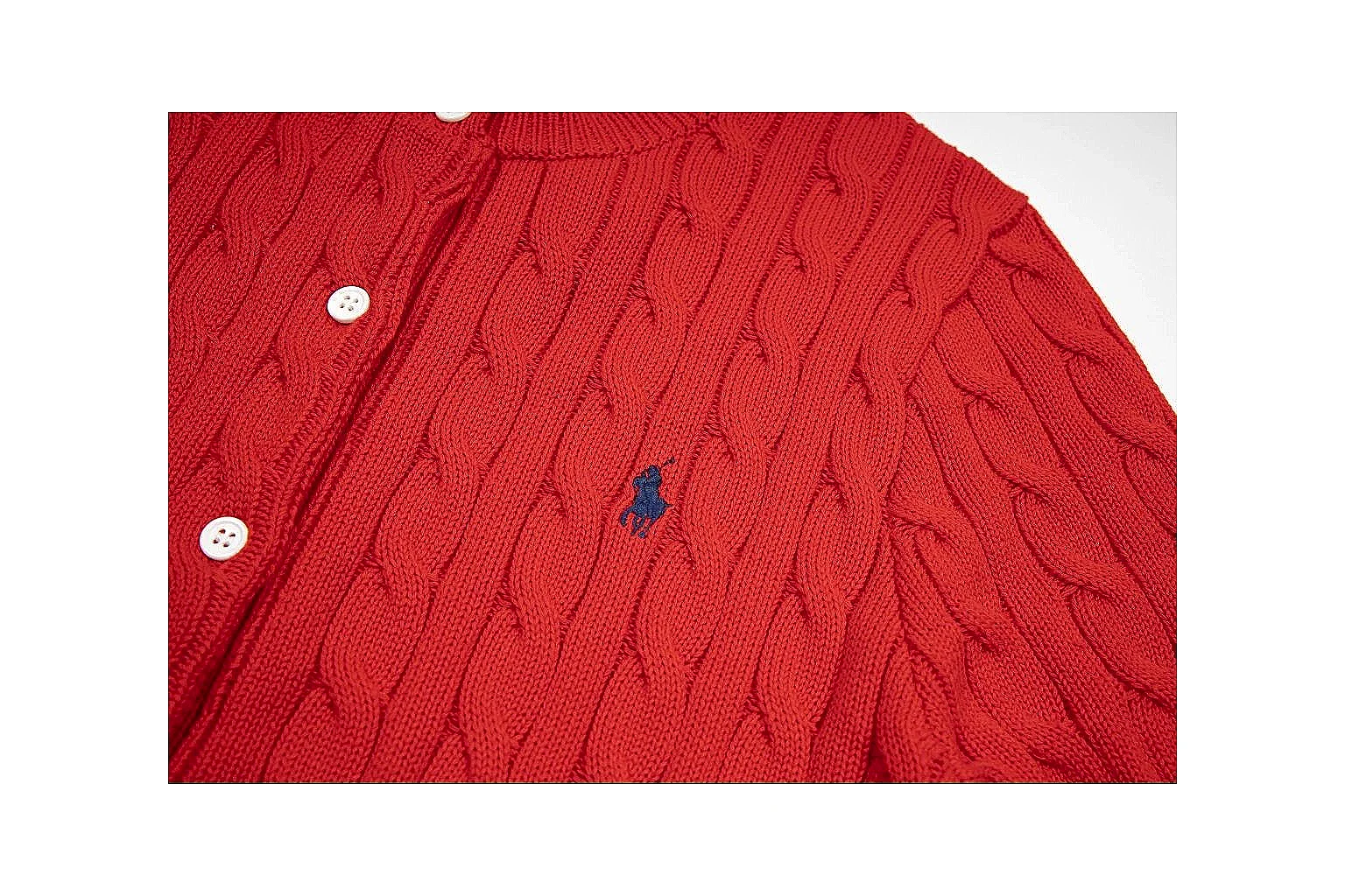 kakoqclab.com Polo Ralph Lauren Red Button Cable Knit Polo 0923 Red Button short-sleeve-knit product image