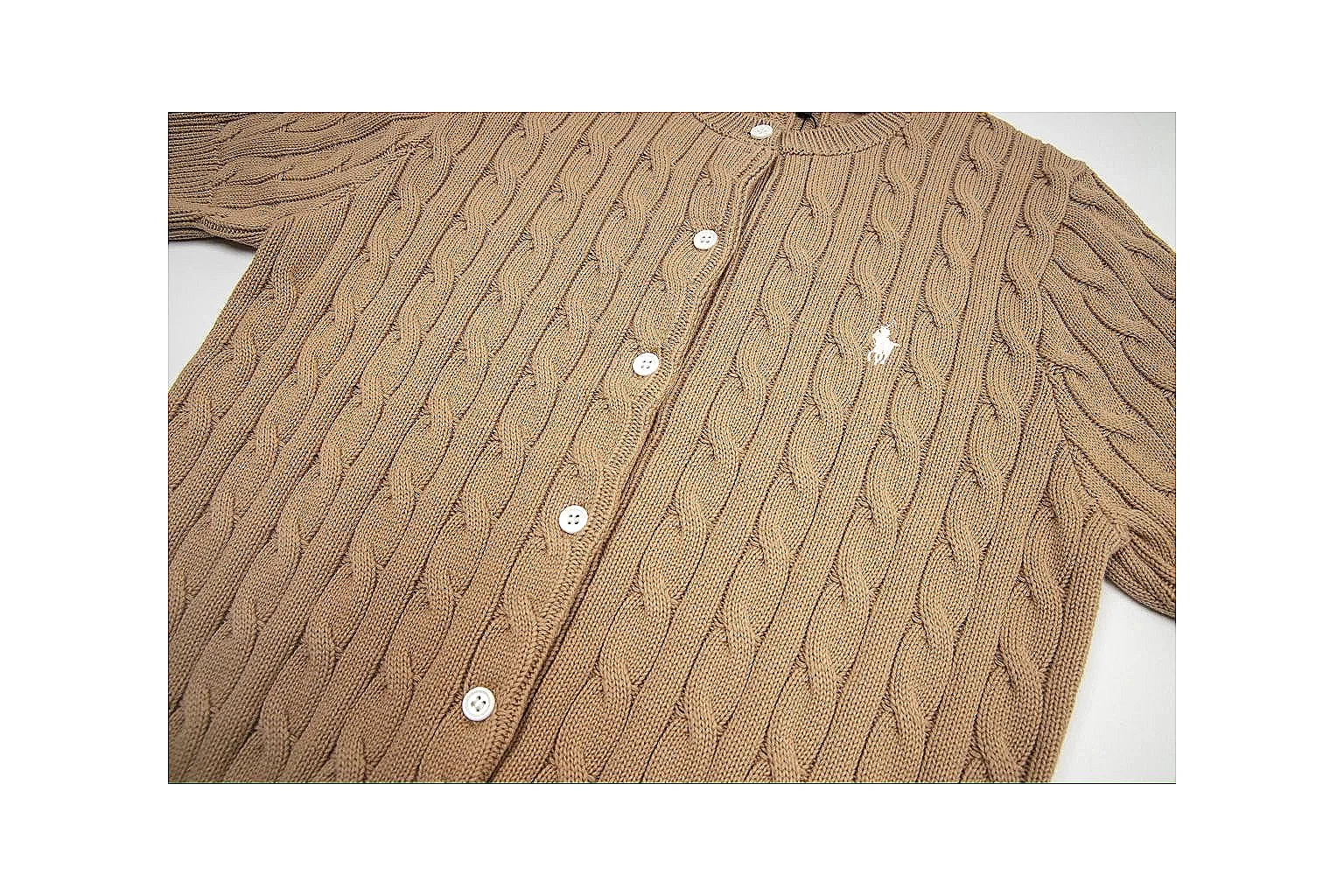 kakoqclab.com Polo Ralph Lauren Tan Cable Knit Cardigan 0915 Tan short-sleeve-knit product image thumbnail 4