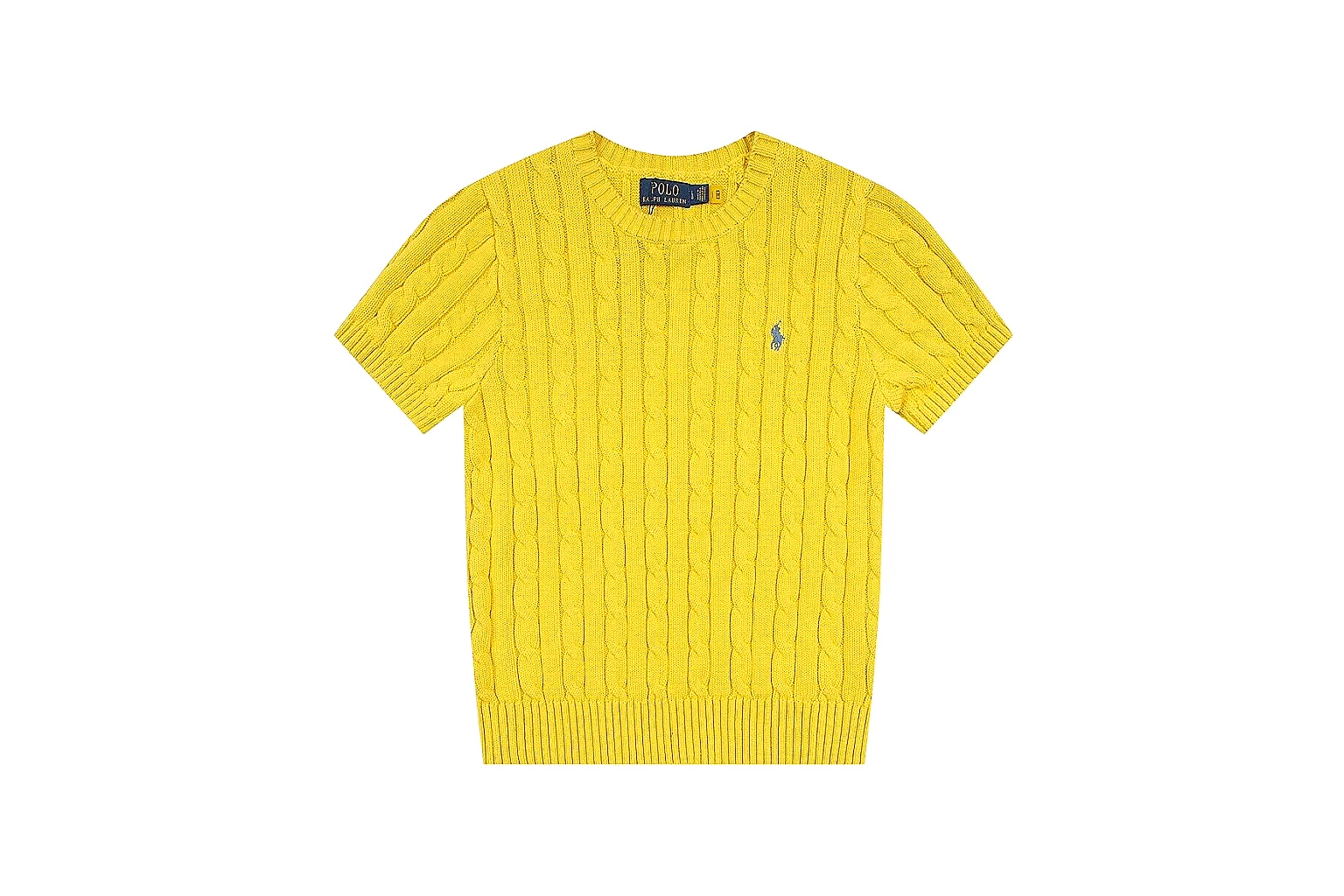 kakoqclab.com Polo Ralph Lauren Yellow Cable Knit Polo 0652 Yellow short-sleeve-knit product image