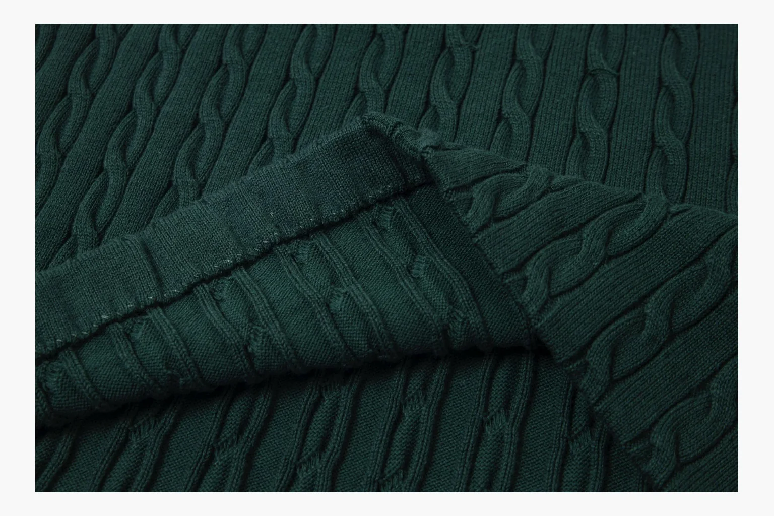 Green Polo cable knit polo QC photo with collar and texture thumbnail 2