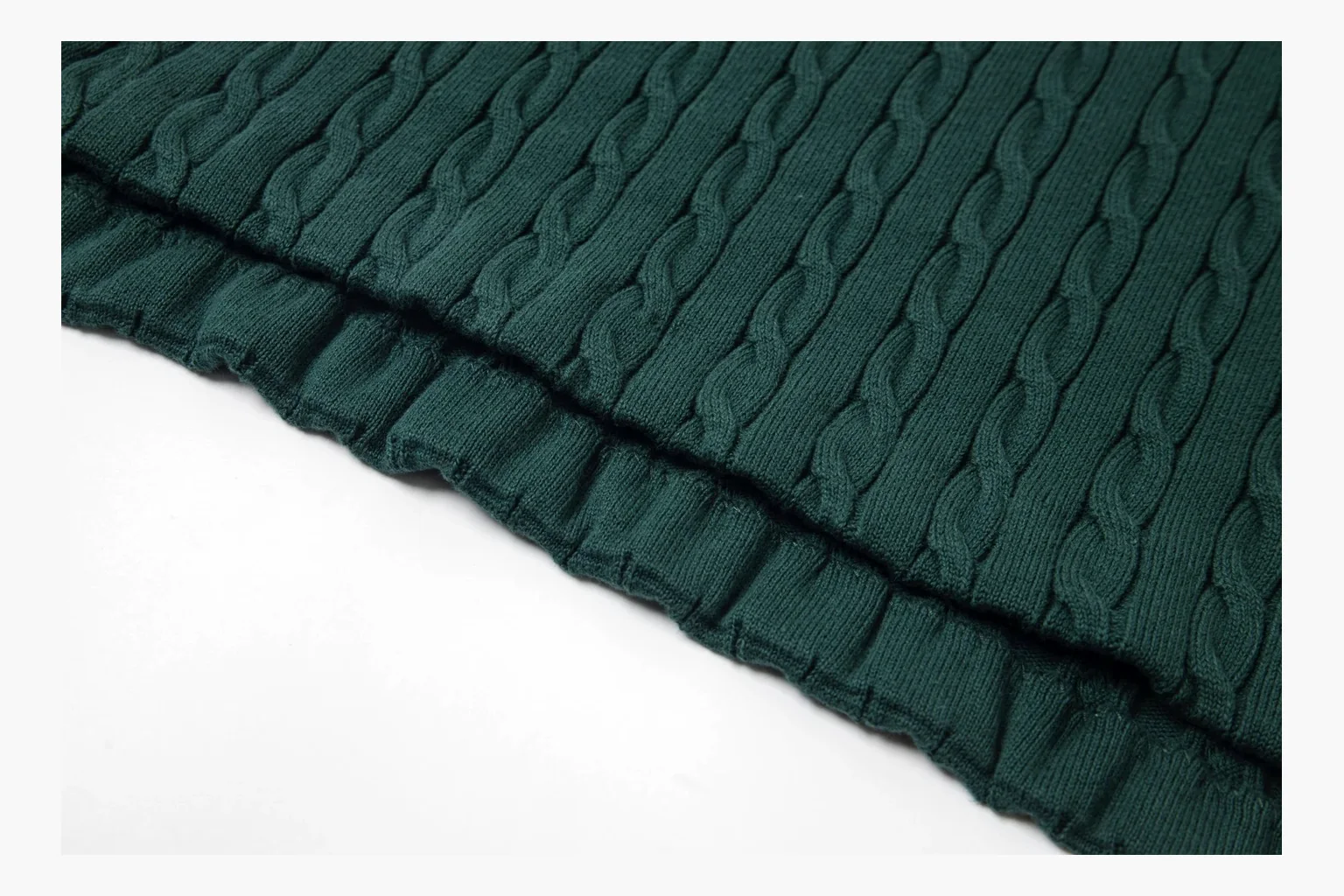 Green Polo cable knit polo QC photo with collar and texture thumbnail 4