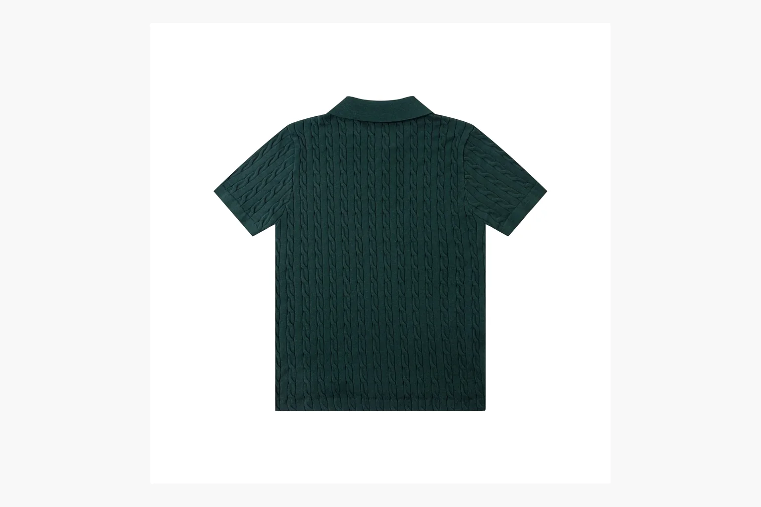 Green Polo cable knit polo QC photo with collar and texture thumbnail 5