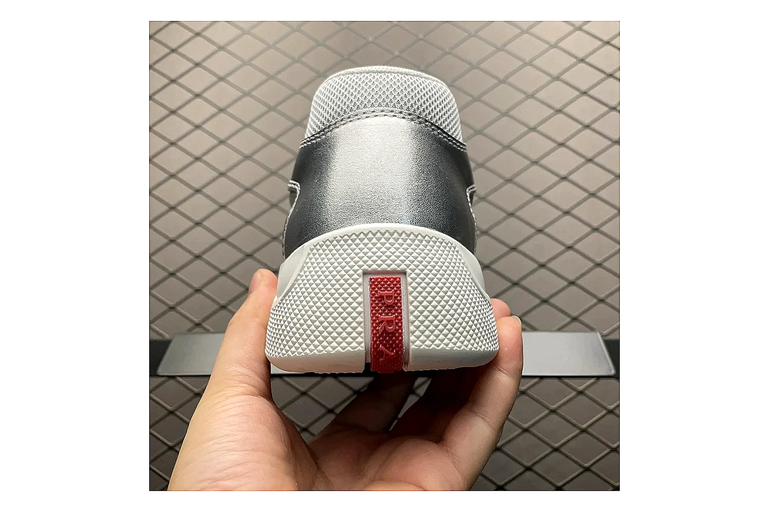 Prada America Cup Silver Sneaker QC photo showing silver america cup low-top with mixed upper and low top shape thumbnail 6