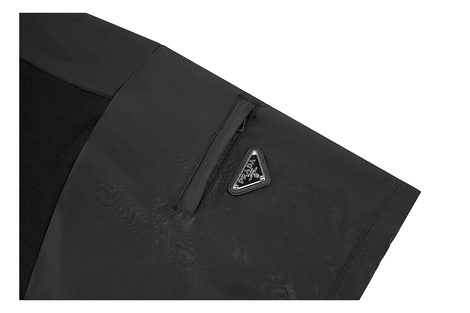 kakoqclab.com Prada Black Nylon Panel Tee 0191 Black short-sleeve-tee product image thumbnail 3