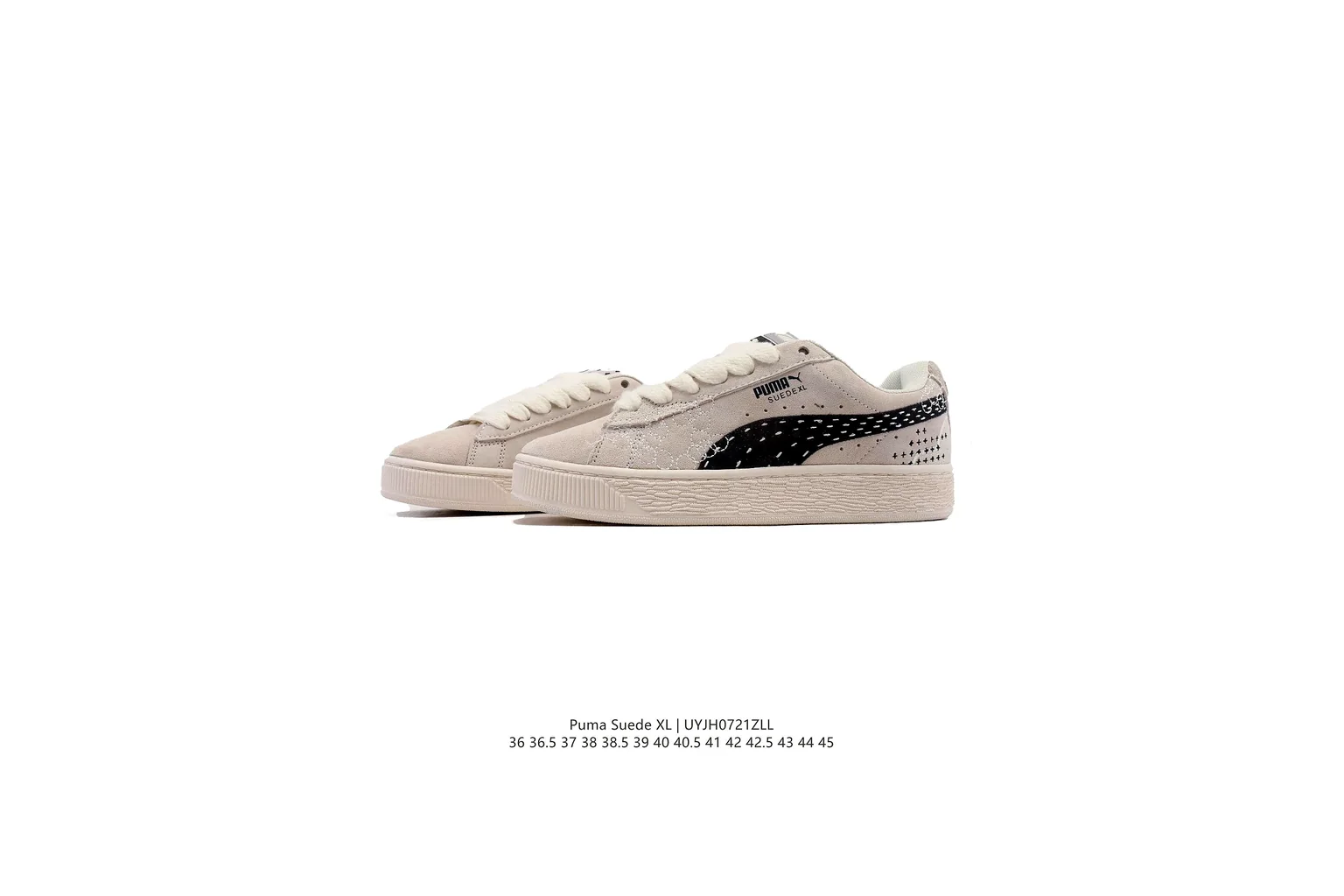 Puma Suede Beige Black suede low top six photo view thumbnail 5