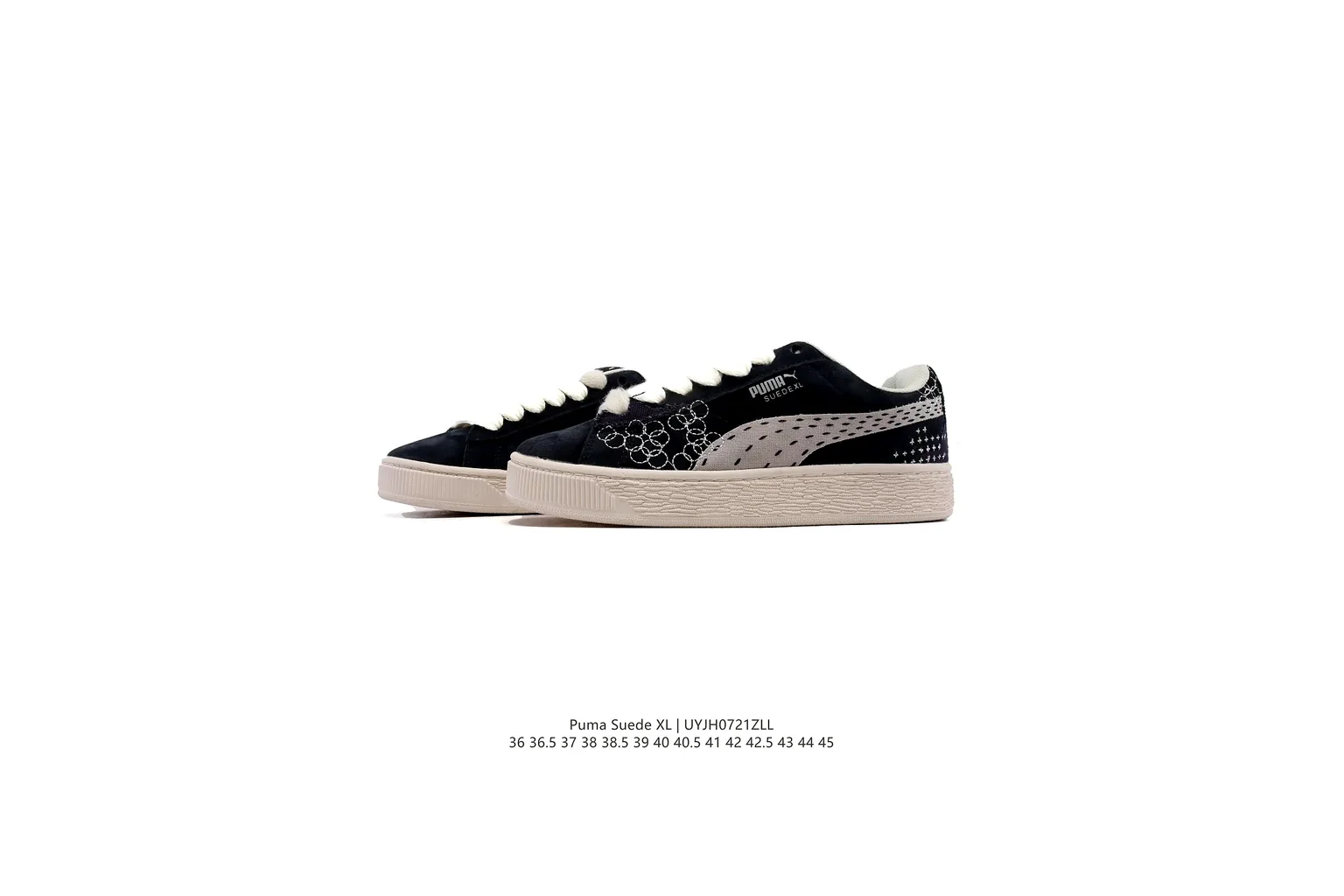 Puma Suede Black Cream suede low top six photo view thumbnail 5