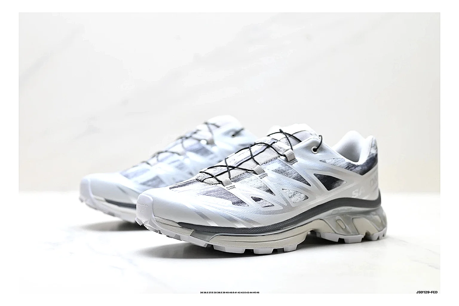 Salomon Xt Runner Silver Gray QC reference photo showing silver gray mesh trail upper, technical runner overlays, speed-lace style structure, and rugged sole thumbnail 3