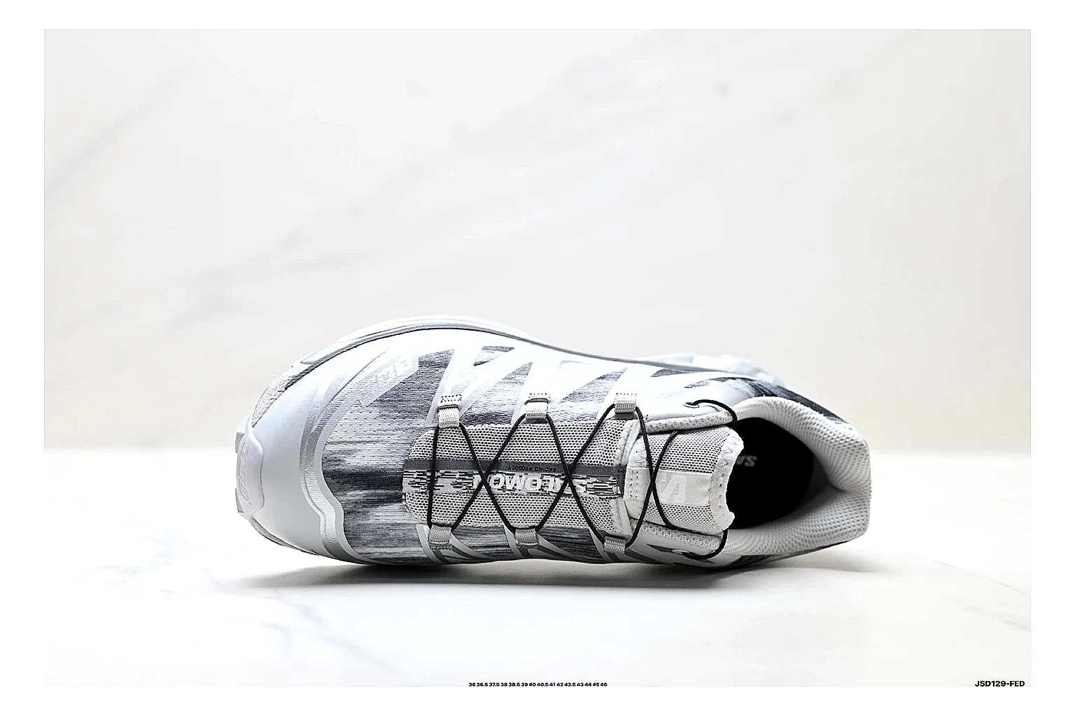 Salomon Xt Runner Silver Gray QC reference photo showing silver gray mesh trail upper, technical runner overlays, speed-lace style structure, and rugged sole thumbnail 5